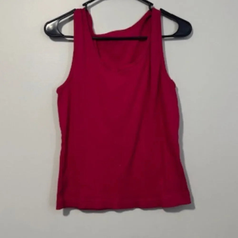 USED Woman's Faded Glory No Sleeve Tank Top Color Dark Pink Size Large